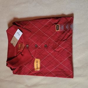 The Foundry Quick-Dri 3XLT Rustic Red Med. Diamond short sleeve casual shirt NWT